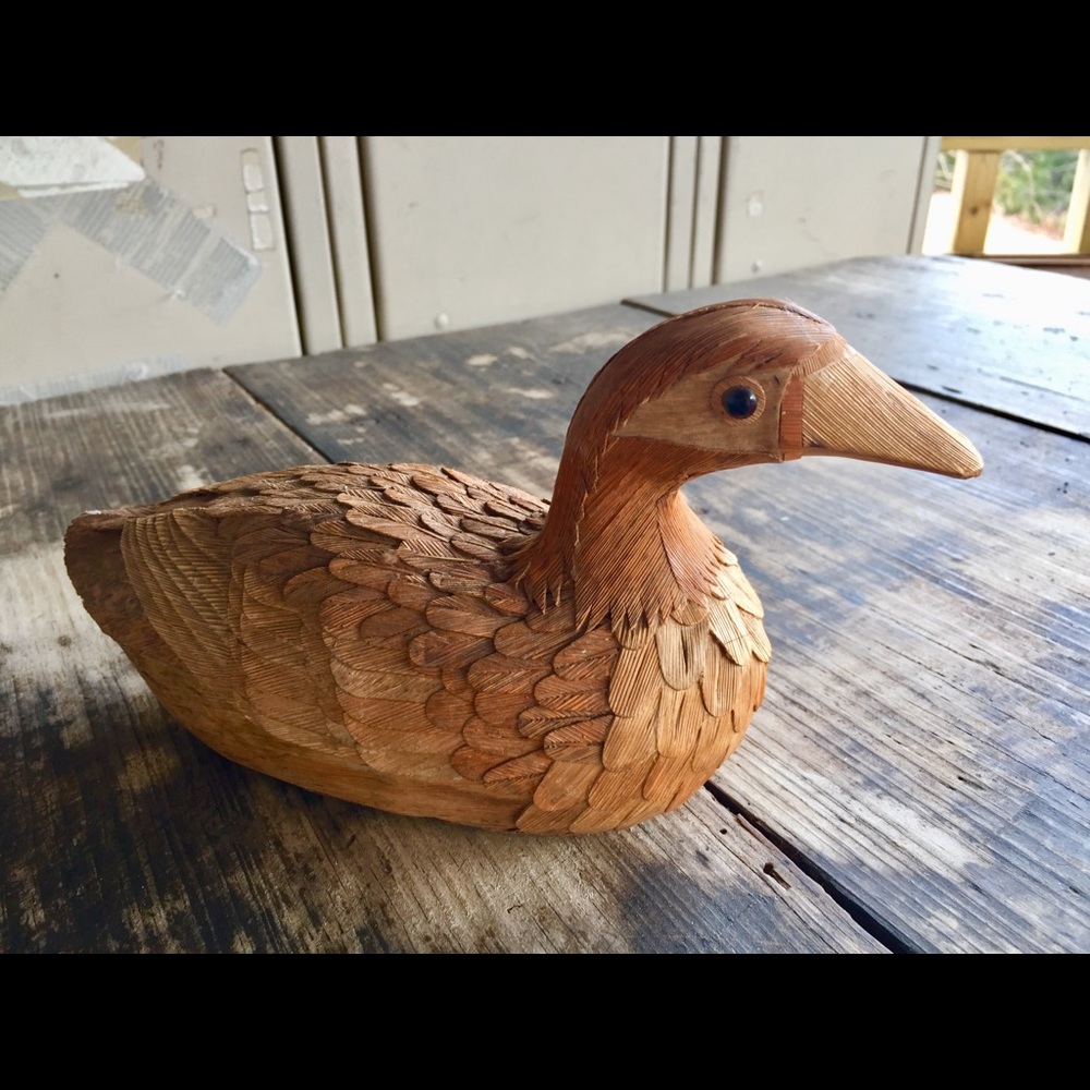 Rustic Cornhusk And Reed Duck Decoy Handcrafted